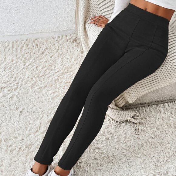 . Pants - Black Casual Womens Solid High Waist Leggings